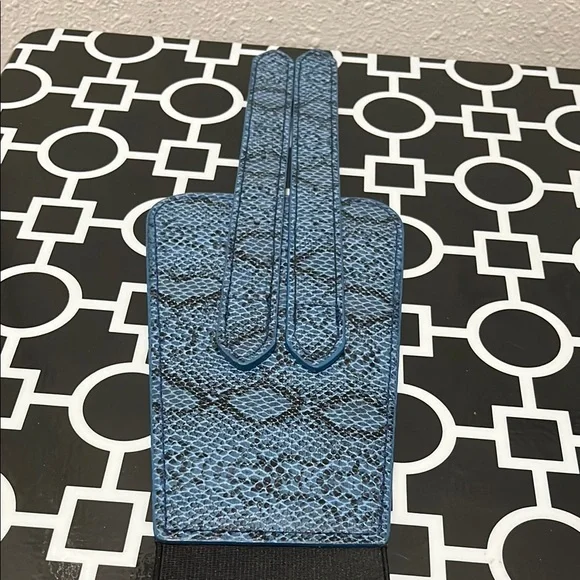 Blue and Black Faux Snakeskin S/M 34.75” Belt with Double Closure Silver Buckle - Picture 5 of 15